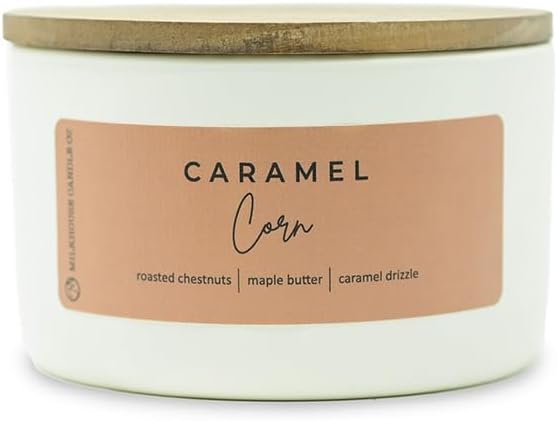 Milkhouse Candle Company Caramel Corn Soy Candle - Roasted Chestnuts | Maple Glaze | Pecan Scented - 10 oz Signature Statement Candle with Lid, 20+ Hour Burn Time, Made in the USA