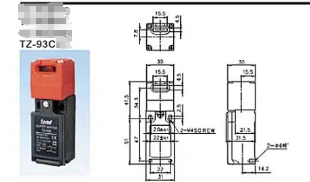 QXNASU 1PCS TZ-93C Limit Switch Safety Door Switch, Red, Limit