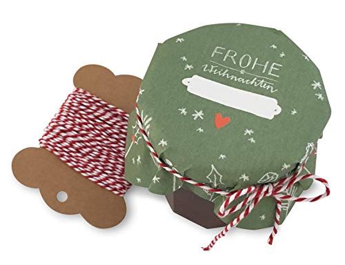 25 Marmeladendeckchen - Frohe Weihnachten - Gläserdeckchen grün rot...