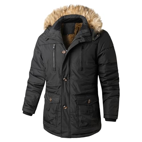 Coupe-vent homme hiver veste chaude à capuche doublée Sherpa thermique
