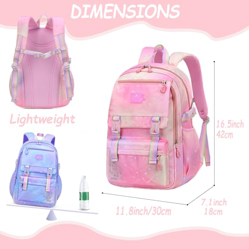 Girls Backpack, Kid Starry Rainbow School Bag, Kawaii Backpack with Lunchbag & Pencilbox, Mochilas Escolares Para Niñas3
