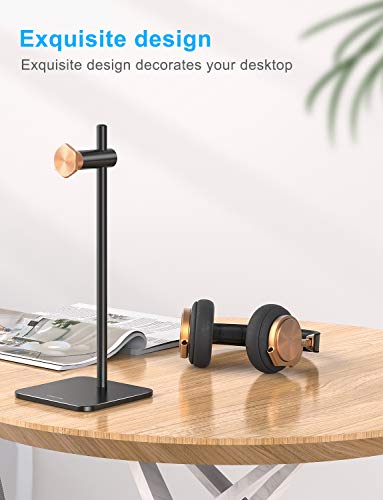 Headphone Stand Holder Adjustable,OMOTON Aluminum Haedset Desktop Stand Holder with Non-Slip Silicone Base for Sennheiser, Sony, Audio-Technica, Bose, Beats, AKG and More,Black