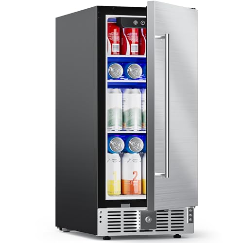 Image of COWSAR 15 Inch Outdoor Beverage Refrigerator, Under Counter Beverage Fridge with Stainless Steel Door, Built-in or Freestanding Beverage Cooler 127 Cans for Home /Kitchen /Patio /Bar