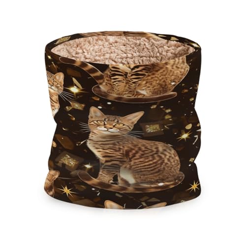 aidingzhi Golden Bengal Cats Brown Winter Fleece Neck Warmer Scarf