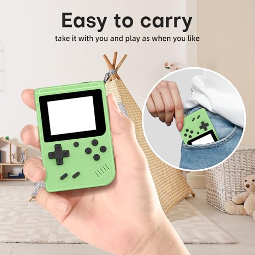 Image of Retro Gaming Console, 3.0 Inch IPS Screen Mini Retro Handheld Game Console, Built-in 400 Classic Retro Game Console, 1020mAh Rechargeable Battery(Green)