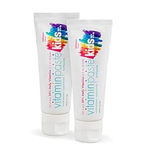 Vitaminpaste Children Toothpaste with Day by day Multivitamins B3, B5, B6, D, E, Xylitol, Calcium, Fluoride Free, Contemporary Breath, Fights Tarter, Anti-Cavity, Protected to Swallow, 4.1oz, Bubble Gum Taste, 2-Pack