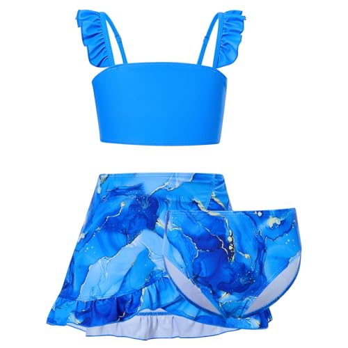 Image of ALISISTER Girls Swimsuit 3 Piece Bathing Suits Summer Bikini Tankini Sets with Cover Up Skirt for 4-12 Years