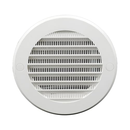 SYSTERM Lüftungsgitter rund Kunststoff Insektenschutz Abluftgitter Zuluft Abluft Gitter Lüftung. Verschiedene Größen und Farben. (Lüftungskanal Größe: Ø100 mm, weiß)