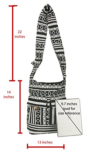 Tribe Azure Aztec Black White Woven Handmade Crossbody Hobo Women Shoulder Bag Sling Casual Large3