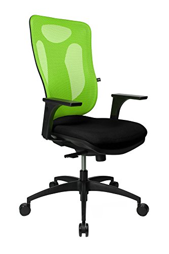 Topstar Net Pro 100 Con Reposabrazos Regulables En Altura Silla De Oficina Giratoria, Tela, Negro-Verde, 59 X 56 X 120 Cm