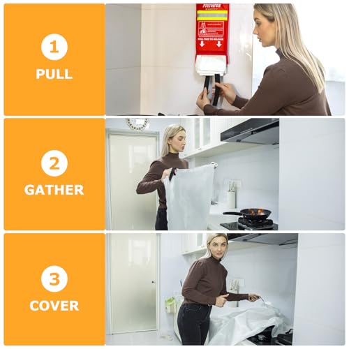 Image of Emergency Fire Blanket, Flame Retardant Fire Blankets Emergency for Home, Kitchen, Car, Office, Grill (Fiberglass-1pack)
