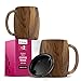 Price comparison product image Insulated Stainless-Steel Coffee Mug with Lid and Handle (2 Pk) 14 oz - BPA-Free Spillproof Lid, Double-Wall Camping Travel Coffee Mugs, Rustic Grained Sienna