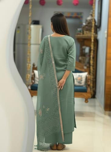 Image of ANNI Designer Women's Rayon Viscose Straight Printed Embroidered Kurta with Pant & Dupatta | Ethnic Kurta Set for Women | Daily, Office & Festive Traditional