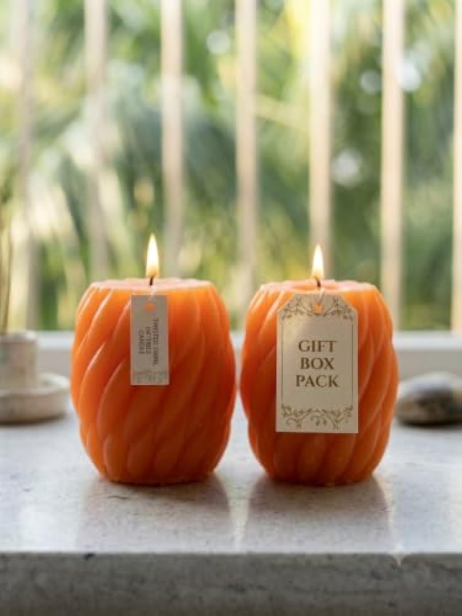 Twisted Swirl Pillar Candle, Gift Box Pack
