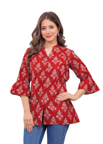 Image of Womens Cotton Printed Straight Short Kurti