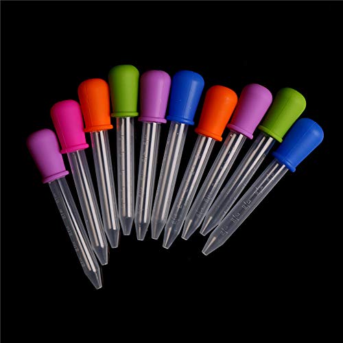 Image of HiMo 20 Pack Liquid Pipettes Droppers Silicone 5ml Clear Medicine Eye Dropper for Kids with Bulb Tip & Clean Brush for Candy Mold, Gummy Bear, Gelatin Maker, Oil Science, Crafts Projects