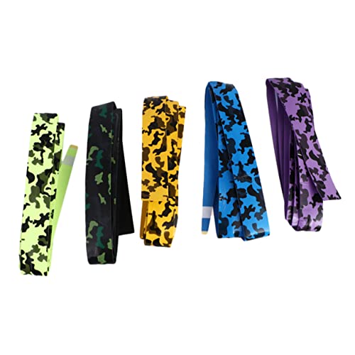 GOOHOCHY 5 Pcs Slip Overgrips for Badminton Rackets and Fishing Rods Sweat Absorbent Grip Bands Blue Black Yellow Green Purple for and Outdoor Activities