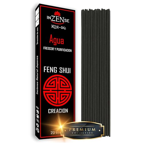 INZENSE- Incienso - Incienso Japones - Incienso Natural - Kit 20 Varillas - Premium - Linea Feng Shui - Jazmín Japones - Bajo Humo - Larga Duracion - (Agua).