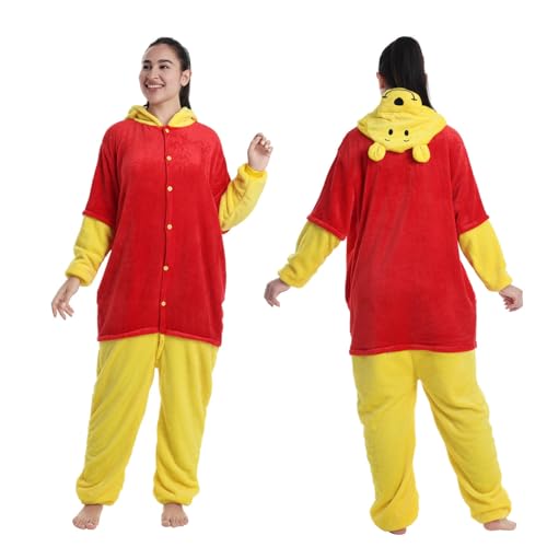 vogeen Adult Onesie Pajamas Flannel One Piece Cosplay Costume for Halloween Animal Unisex Sleepwear Homewear Orange