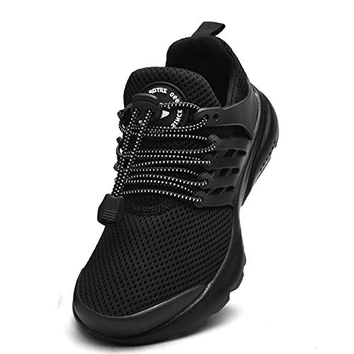 Ziitop Boys Girls Sneakers Lightweight Breathable Athletic Running Shoes Fashion Sport Gym Jogging Tennis Walking Shoes Full Black cover