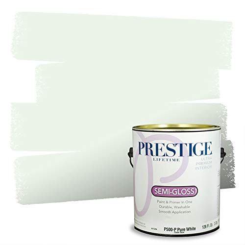 Exclusive Discount 70% Price Prestige Interior Paint and Primer in One, Barrister White, Semi-Gloss, 1 Gallon