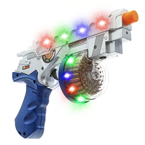 Kidplokio Space Blaster Galaxy Toy Gun with Sounds and Spinning Lights, Boys, Silver, Ages 3+