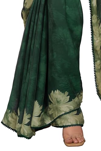 Image of MIRCHI FASHION Women Saree Floral Print Chiffon | Lightweight Festive Occasion Sari for Farewell and Functions with Unstitched Blouse Piece