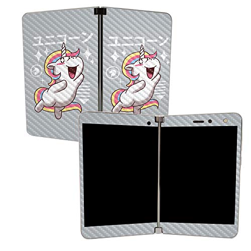 Image of MightySkins Carbon Fiber Skin for Microsoft Surface Duo - Unicorn Kawaii | Protective, Durable Textured Carbon Fiber Finish | Easy to Apply | Made in The USA