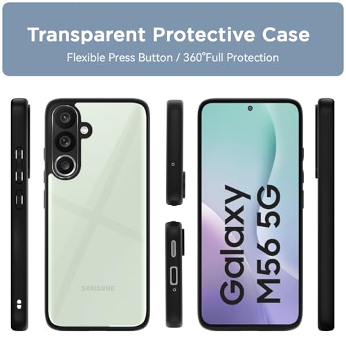 Image of Amazon Basics Back Cover for Samsung Galaxy M56 5G | Shockproof Sleek Hybrid Armor Bumper Case (Black)
