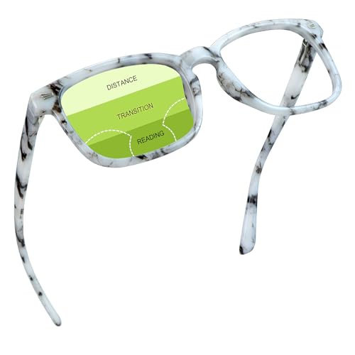 Image of YEIN Progressive Multifocus Reading Glasses, Spring Hinge Blue Light Blocking Glasses for Women Men, No Line Multifocal Readers with Clear Lenses (marble,+0.00 /+1.25 magnification)