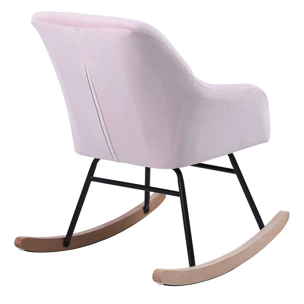 BAKAJI Poltrona Sedia a Dondolo Relax Casa Rivestimento in Tessuto Struttura Legno Imbottita Piedi in Metallo Base Dondonlante Legno Dimensione 60 x 78 x 78 cm Design Moderno Scandinavo (Rosa)
