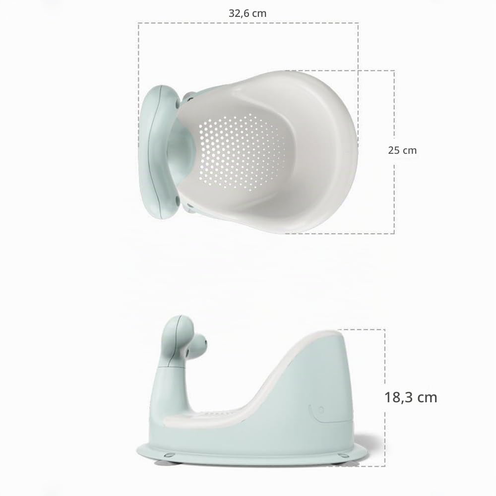 Asiento de baño para bebé con forma de ballena con 4 ventosas, silla de ducha para bebés de 6 a 36 meses, sin suciedad oculta (rosa)