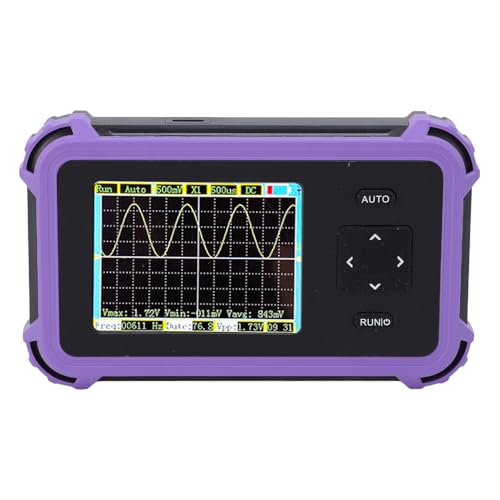 Handheld Small Oscilloscope, 8.33MS S Sampling Rate 1MHZ Bandwidth Mini Portable Digital Oscilloscope with Automotive Diagnostics, Easy Probe Calibration, for Beginners Teaching