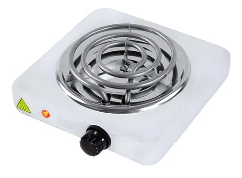 Fogareiro Elétrico Portátil 1 Boca 1000W 220V – Fogão Cooktop de Mesa para Camping, Viagem e Uso Doméstico (Branco)
