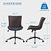 YOUNIKE Office Chair, Armless Desk Chair with Wheels, Home Office Computer Task Chairs, Modern Faux Leather Upholstered Vanity Chair, Adjustable Swivel Rocking Chair with Back, Espresso Brown