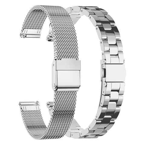 EANWireless Compatible for Garmin Lily 2 Watch Band, 14mm Metal Classic Stainless Steel + Metal Mesh Women Replacement Strap Compatible for Garmin Lily2 Bands Cover
