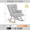 Aunekiv Silla Mecedora de Lactancia y Relax Tapizada de Peluche con Patines de Madera, Silla Balancín Cómoda con Reposabrazos para Salón, Dormitorio y Habitación de Bebé, Gris #2
