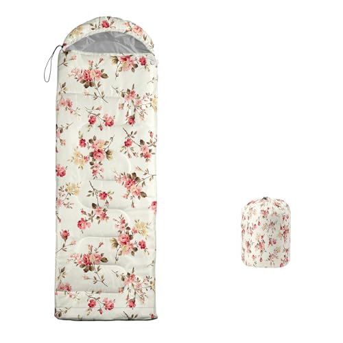 lneffble Pink Rose Sleeping Bag for Kids Camping，Suitable for Children Boys and Girls Portable, Waterproof, Compact and Lightweight, Great for Outdoor Camping, Backpacking and Hiking