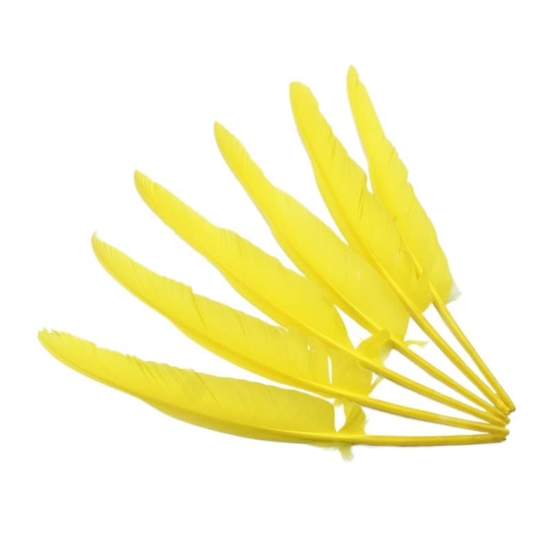 Plumas de pavo para artesanías en color amarillo y accesorios de joyería, 100 uds