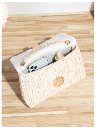 Milumia Women's Straw Handbags Chain Shoulder Strap Flap Crossbody Bags3