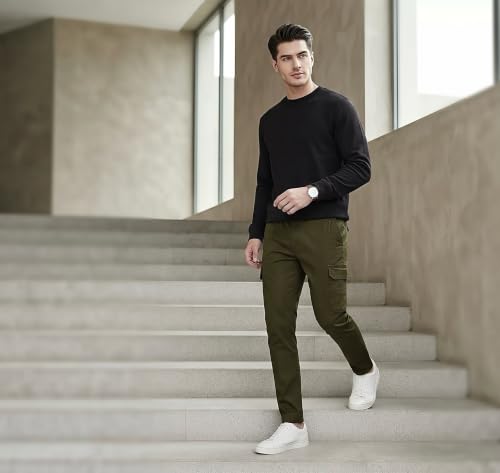 Image of V Can Men's Cotton Cargo Pants with Elastic Waistband