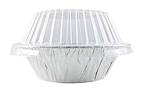 Pactogo 5 3/4" Aluminum Foil Meat Pot Pie Pan W/Clear Dome Lid Disposable 12 Oz. Cooking Baking Tin - Heavy Duty Made In Usa (Pack Of 250 Sets) #TOP4