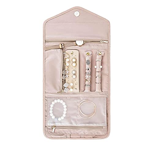 Huaxingda Organizador de Joyas de Viaje | Mini Estuche Plegable para Joyas con Varios Compartimentos | Rollo Organizador de Joyas sin enredos para Anillos, Collares, Pulseras, Pendientes Cover
