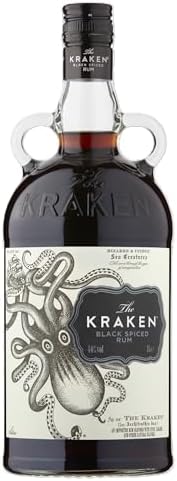 Kraken Black Spiced Rum 40% ABV 1L | Rich Vanilla, Cinnamon, Clove & Caramel Spice Notes | Cocktails, Mixing & Gifts