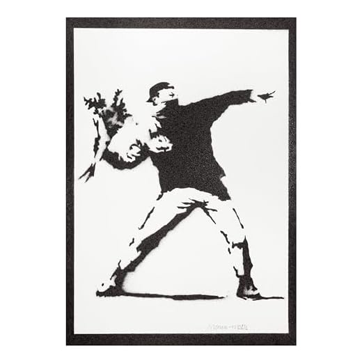 moreno-mata Flower Thrower Autentico Graffiti Hecho a Mano Handmade Poster Banksy Tributo Laminas Decorativas Pared Cuadros Decoracion Salon Modernos Regalos Originales para Hombre y Mujer