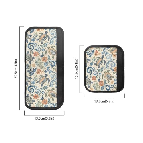 Image of Refrigerator Door Handle Covers Set of 6 Washable Kitchen Appliance Decor Handles Keep Clean Anti-Slip Fridge Accessories Home Decor, Retro Sea Turtle Tropical Leaf Beige