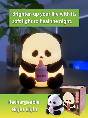 Lámpara de mesa nocturna panda de silicona recargable miniatura 6