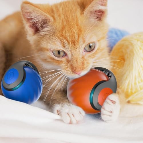 Upgrade Speedy 3.0 Tail Cat Toy, 2026 New Speedy Tail Interactive Cat Toy for Indoor Cats, USB Rechargeable Automatic Moving Smart Cat Toys Ball with Tail Two Speed Adjustment (Blue+Orange, 2PCS)