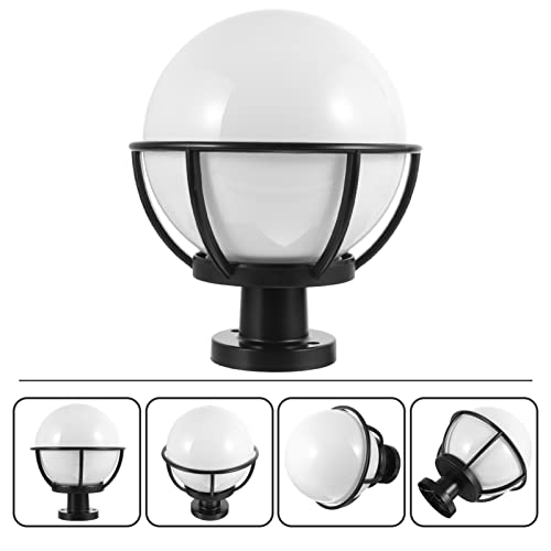 Yardwe 1 Set Post Mount Globe Light Fixture Acrylic E27 Socket White Globe Lampshade Pathway Street Light Bulb Cover For Garden #TOP1
