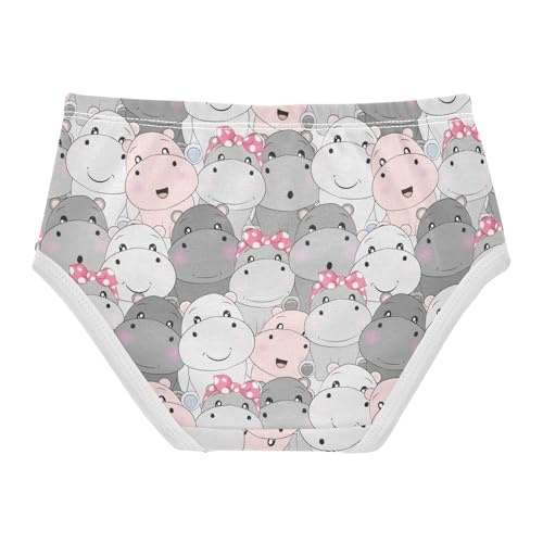 Little Girls' Soft Cotton Underwear Kids Breathable Comfort Cartoon Hippo Panties Briefs Toddler Undies2